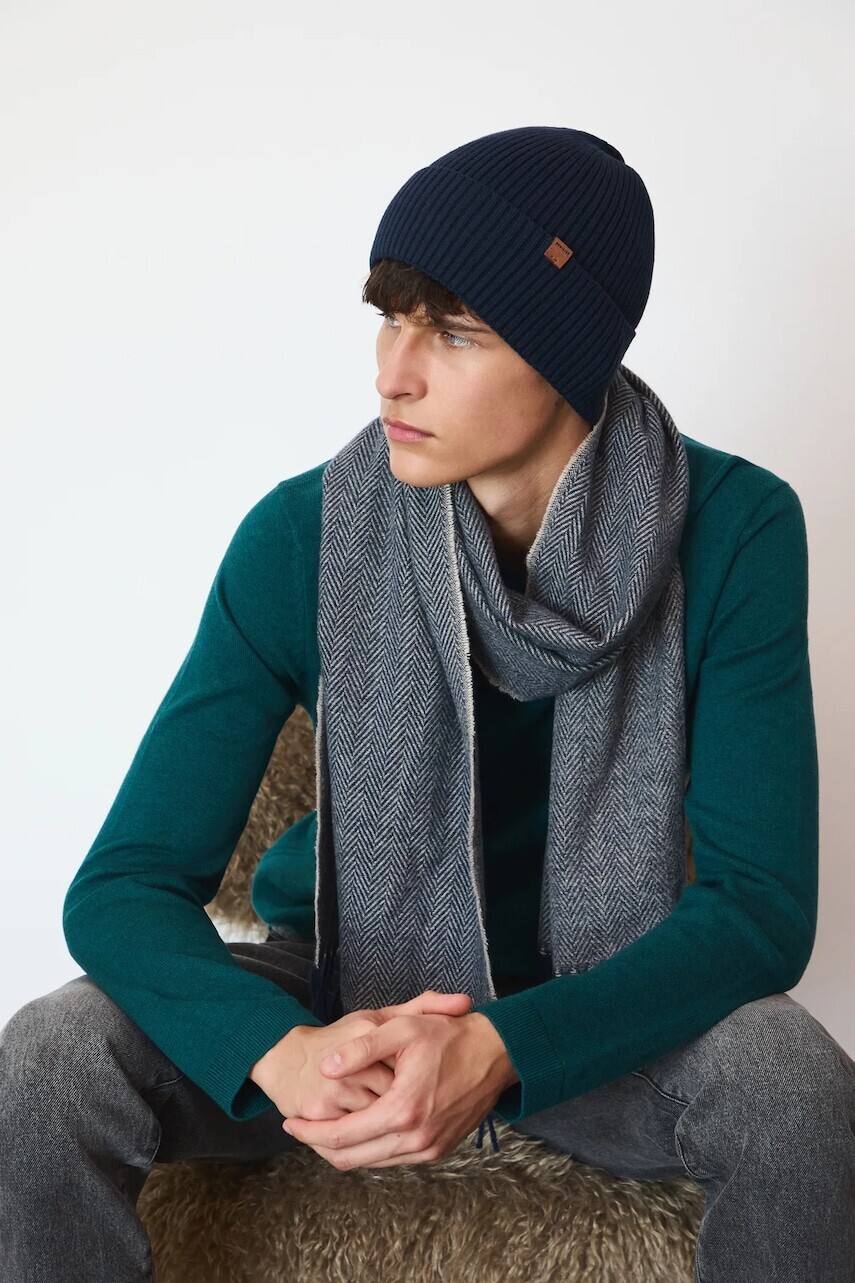 Šál Medicine tmavomodrá farba, vzorovaná