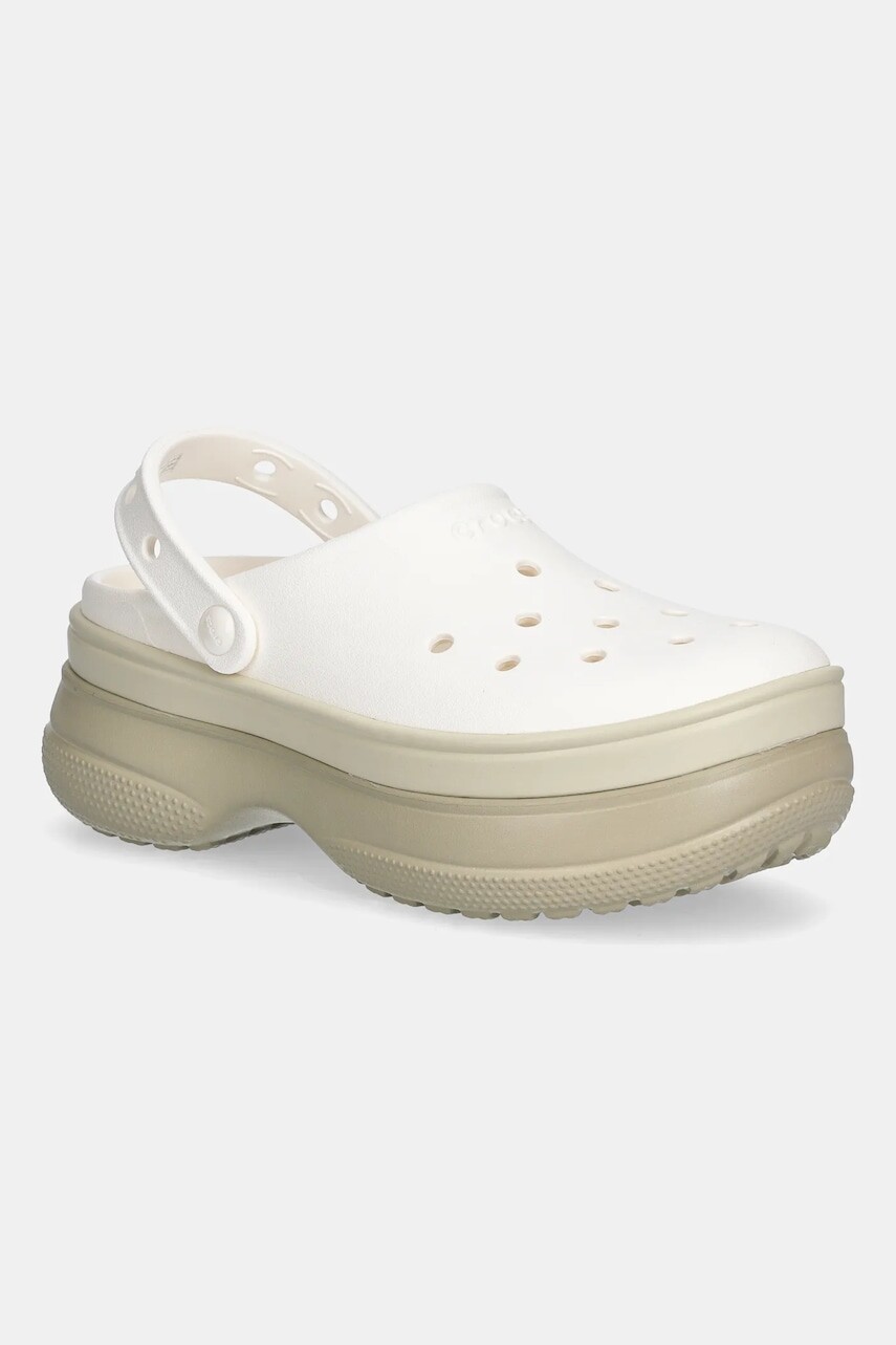 Šľapky Crocs Classic Stacked Clog béžová farba, na platforme, 211355