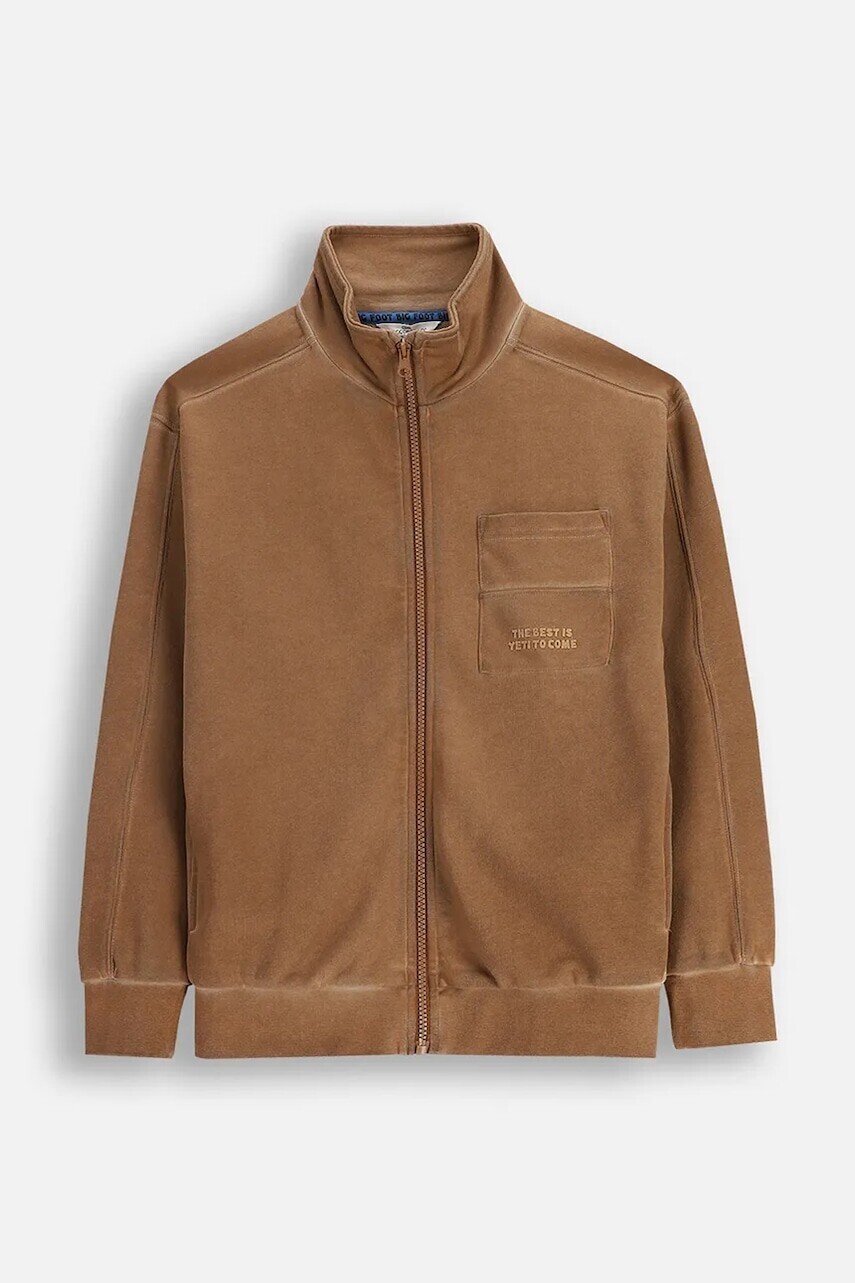 Detská bavlnená mikina Coccodrillo hnedá farba, jednofarebná, YETI BOY JUNIOR