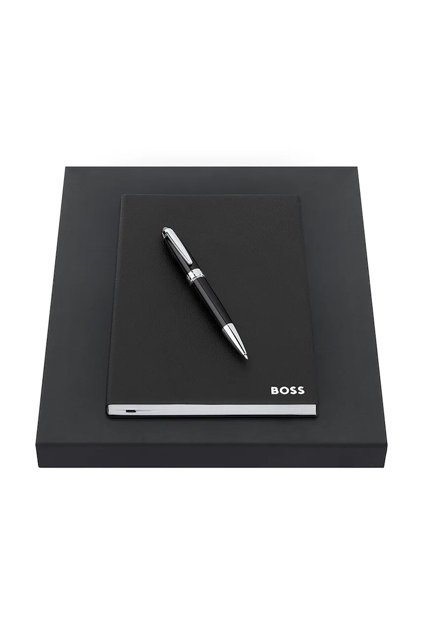 Darčeková sada s poznámkovým blokom a perom BOSS Essential čierna farba