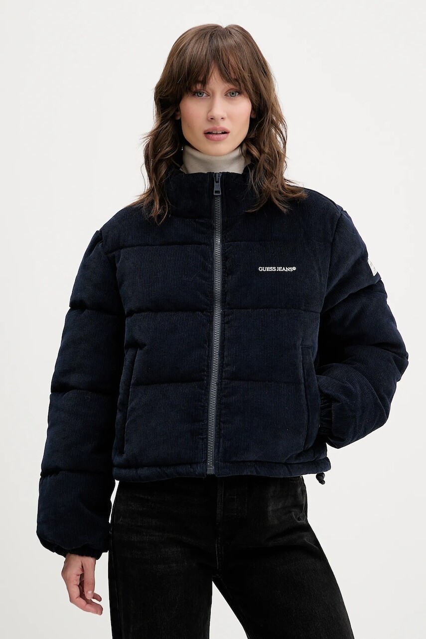 Menčestrová bunda Guess Jeans tmavomodrá farba, zimná, W5BL17 W2061