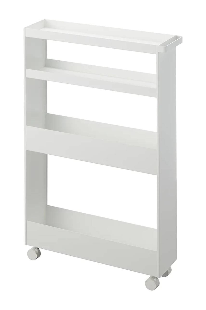 Polica na kolieskach Yamazaki Tower Slim 13 x 48 x 80.5 cm biela farba