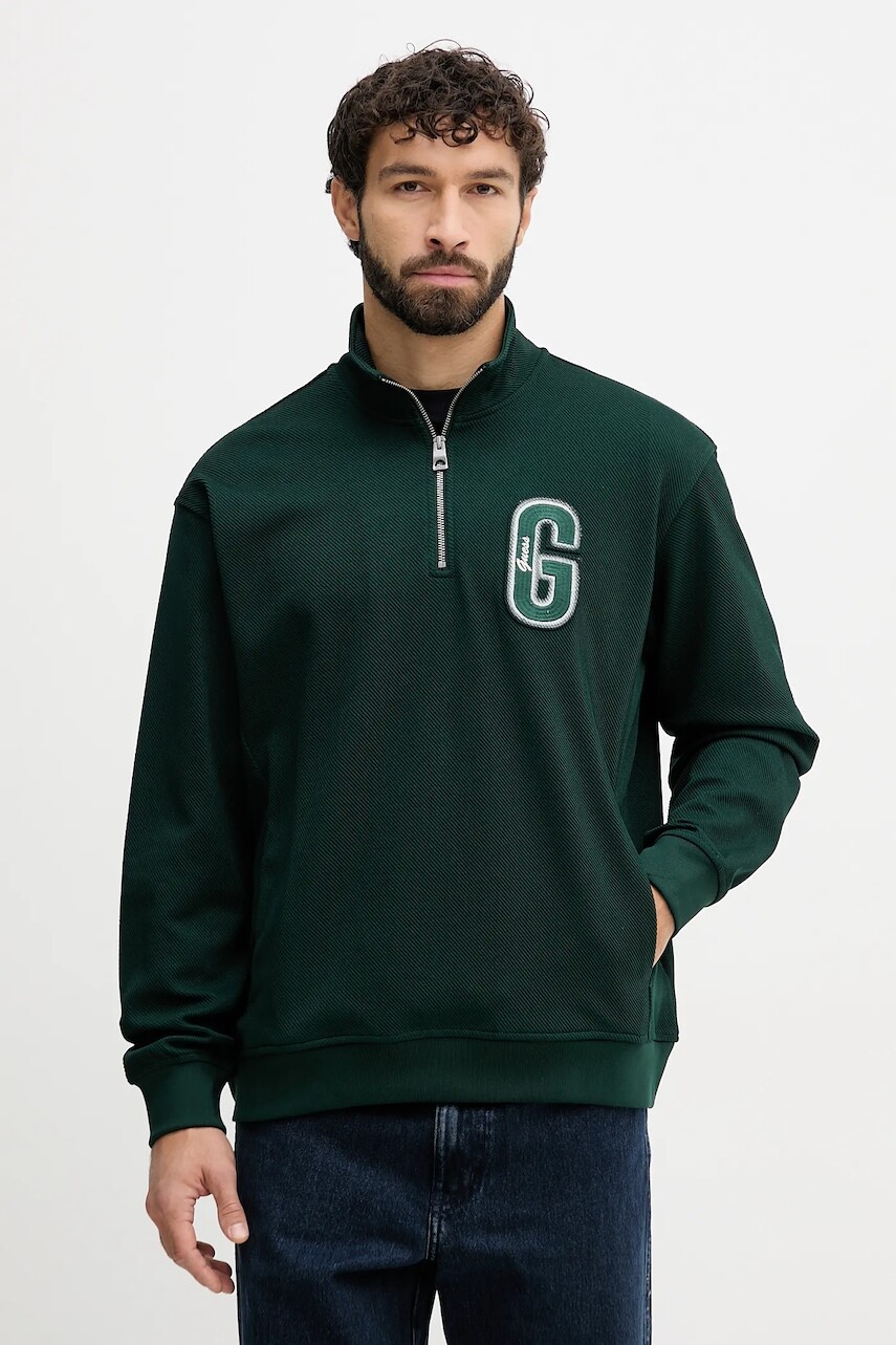 Mikina Guess HARRIS zelená farba, s nášivkou, M5BQ18 K0552