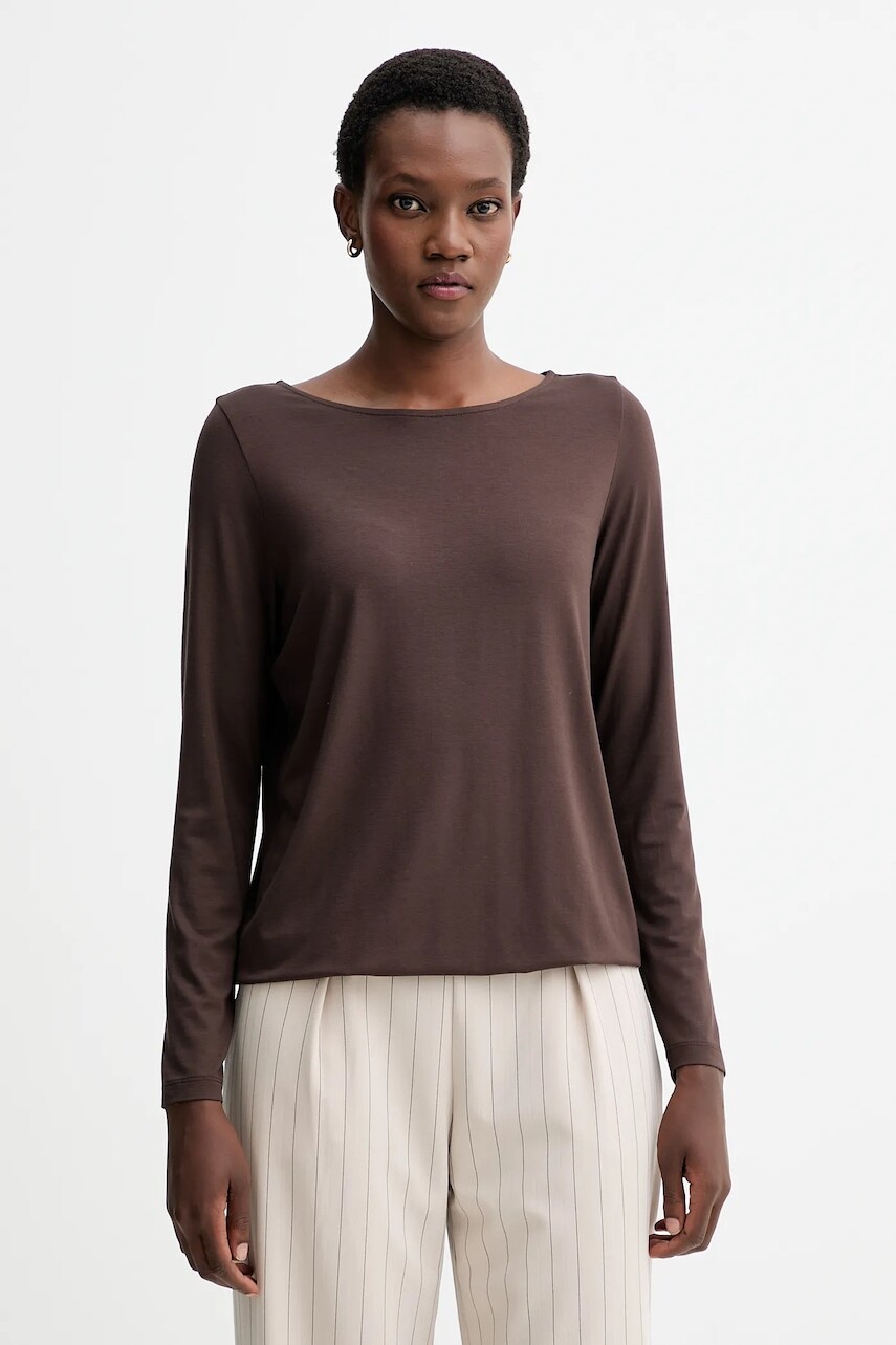 Tričko s dlhým rukávom Marc O'Polo hnedá farba, 511205252697