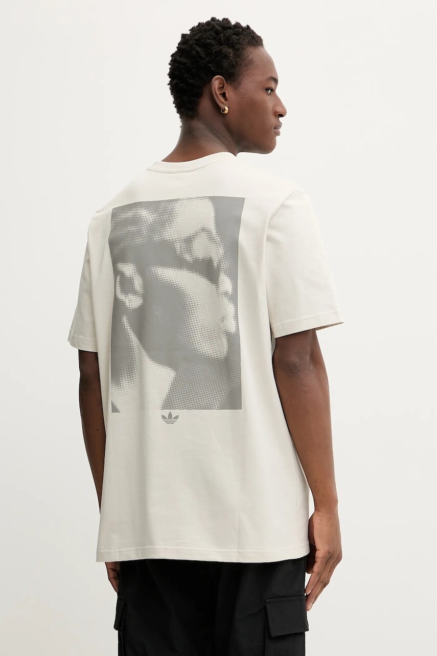 Bavlnené tričko adidas Originals Face GFX pánske, béžová farba, jednofarebné, JW0977