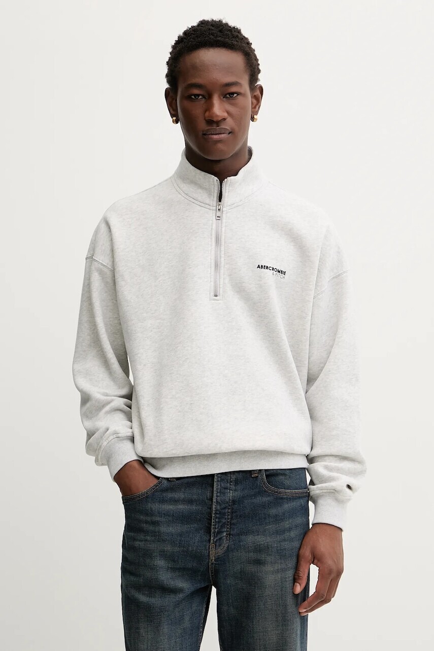 Mikina Abercrombie & Fitch šedá farba, melanžová, KI122-5514-112