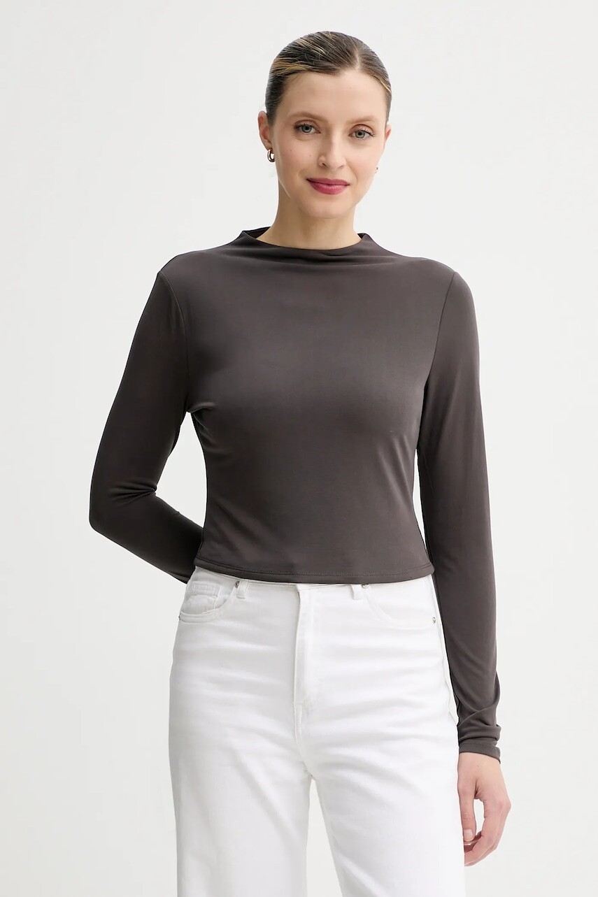 Tričko s dlhým rukávom Guess ELYANA šedá farba, W5BP28 KCSZ2