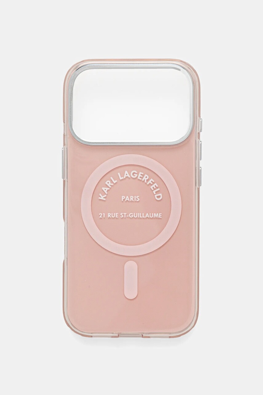 Puzdro na mobil Karl Lagerfeld iPhone 17 Pro ružová farba, KLHMP17LHKRSGPP