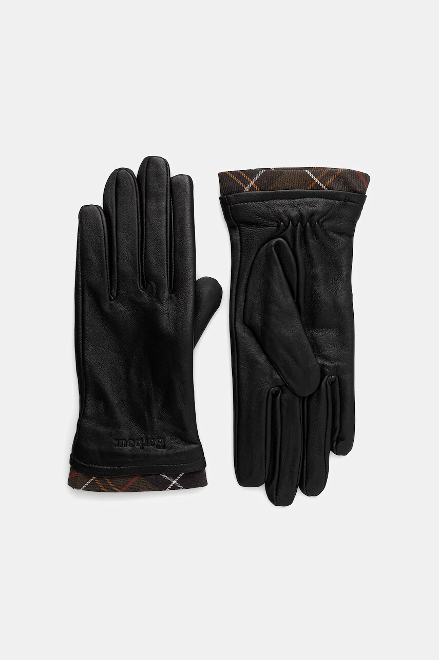 Kožené rukavice Barbour čierna farba, LGL0048