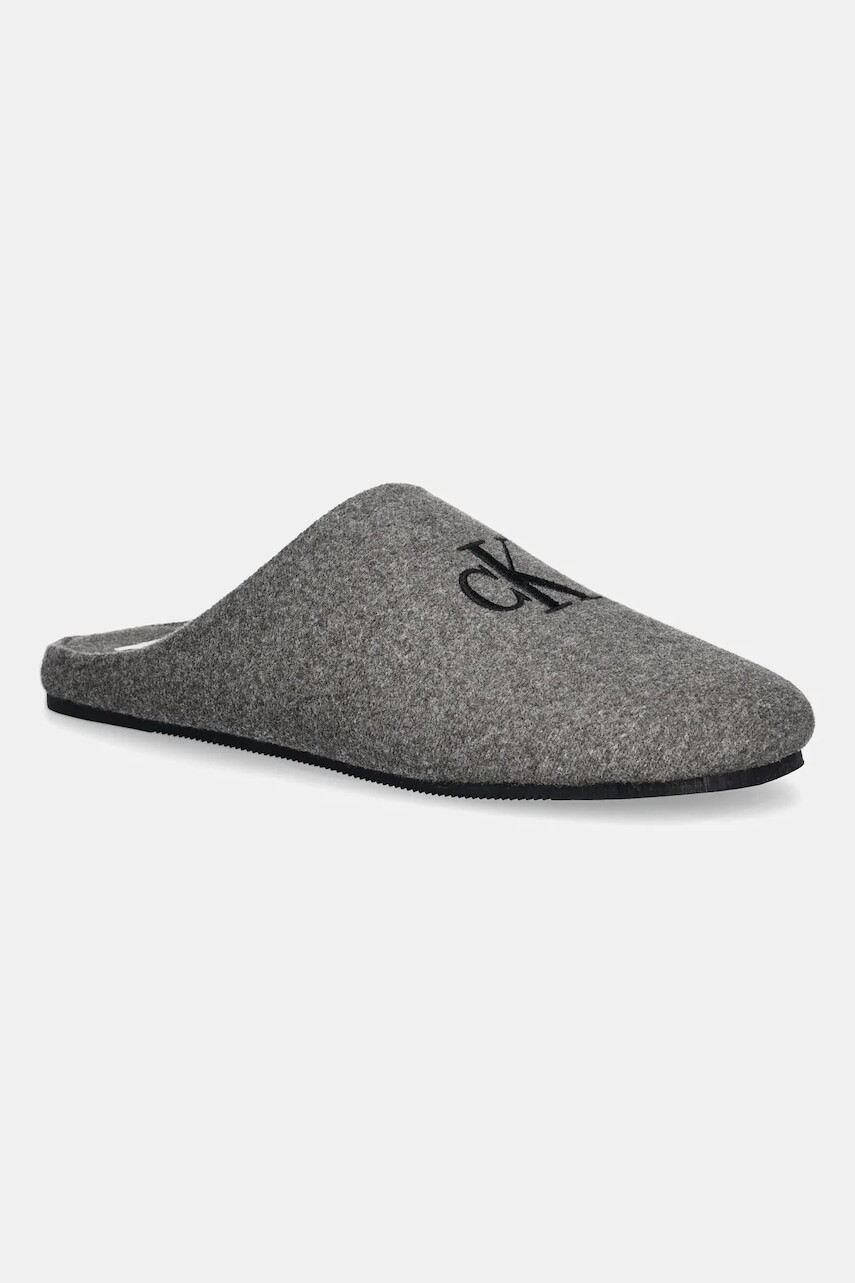 Papuče Calvin Klein HOME SLIPPER MULE šedá farba, HM0HM01931