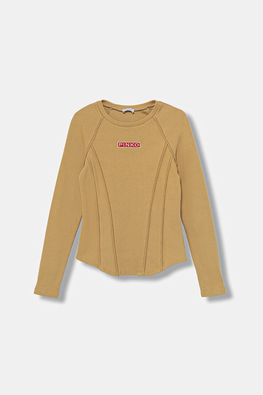 Detské tričko s dlhým rukávom Pinko béžová farba, KFTS017.C.JE012