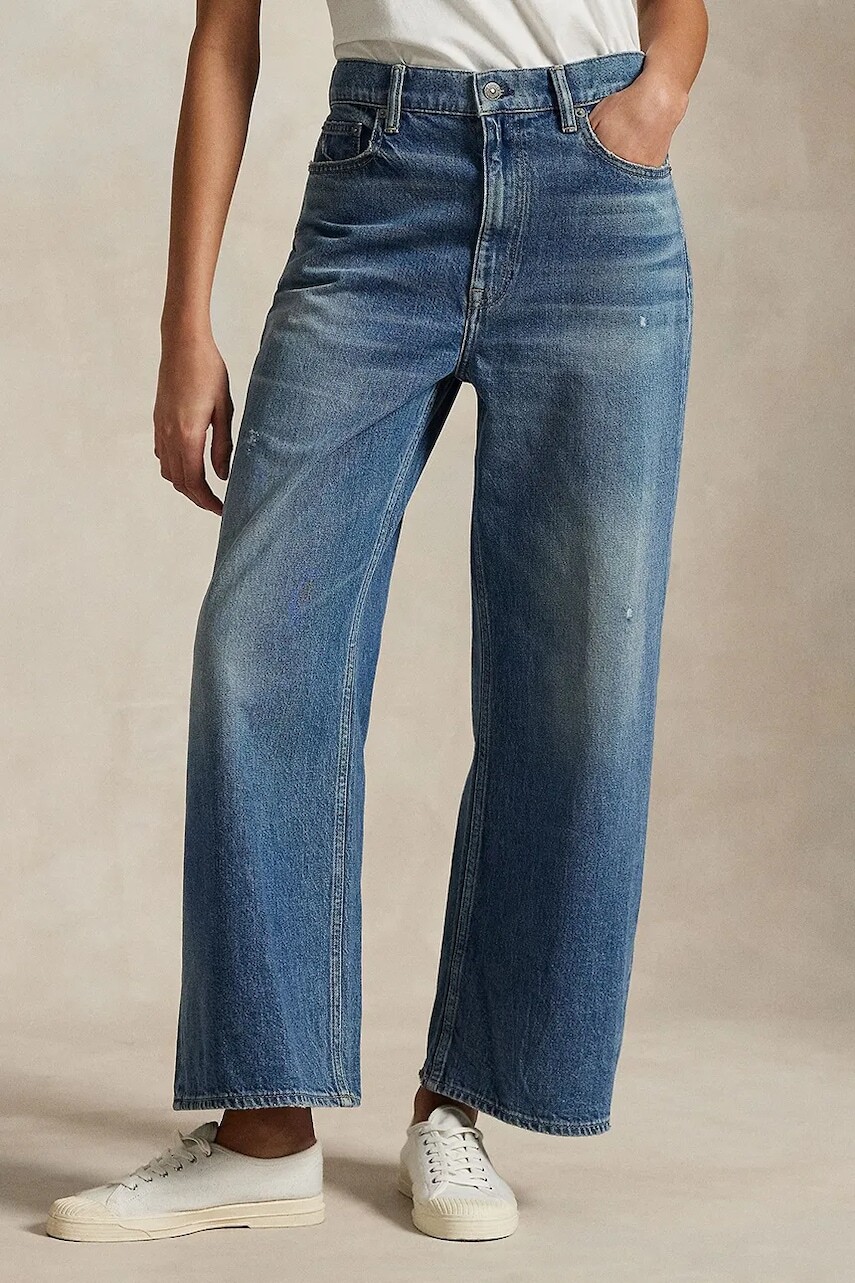 Bavlnené rifle Polo Ralph Lauren Wd Lg Crp Ankle Wide vysoký pás, 211969377