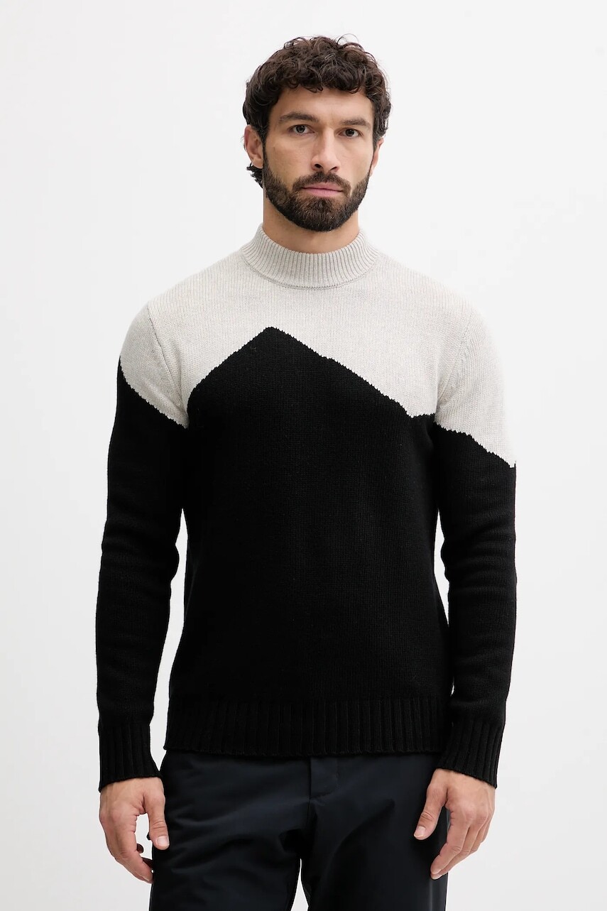 Sveter s prímesou vlny EA7 Emporio Armani čierna farba, AF14568.7M000504