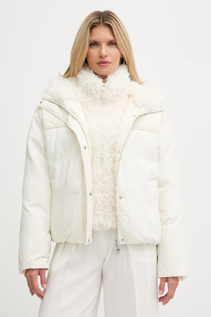 Bunda BOSS béžová farba, zimná, oversize, 50546842