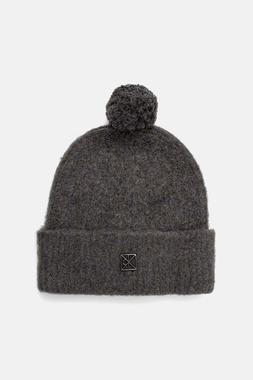 Čiapka s prímesou vlny Calvin Klein šedá farba, LV04D8067G