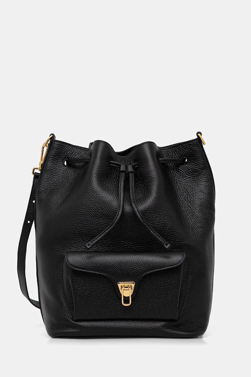 Kožená kabelka Coccinelle čierna farba, E1.TFK.23.01.01