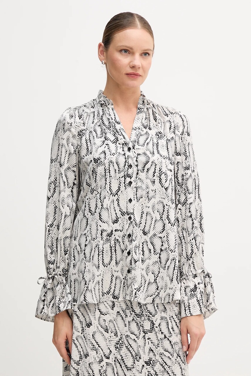 Košeľa Marc Aurel čierna farba, voľný strih, so stojačikom, 6339-1001-93494