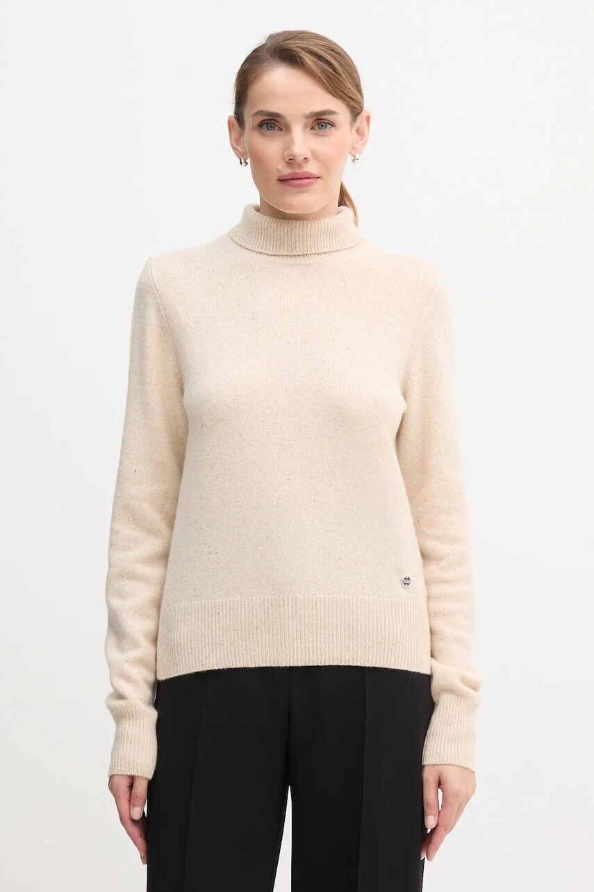 Sveter s prímesou vlny Colmar béžová farba, ľahký, s rolákom, 4300.3ZQ