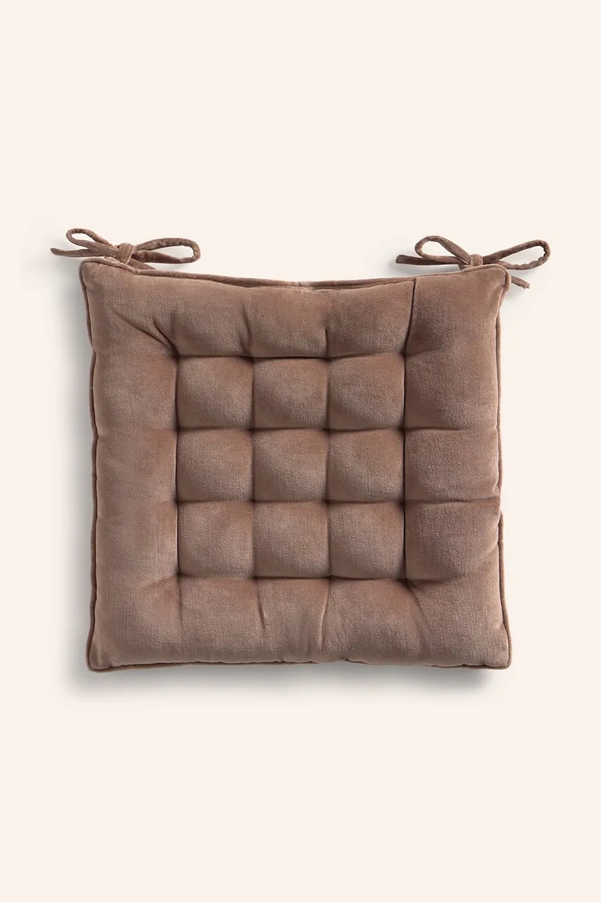 Bavlnený podsedák na kreslo Calma House 40 x 40 x 4 cm hnedá farba