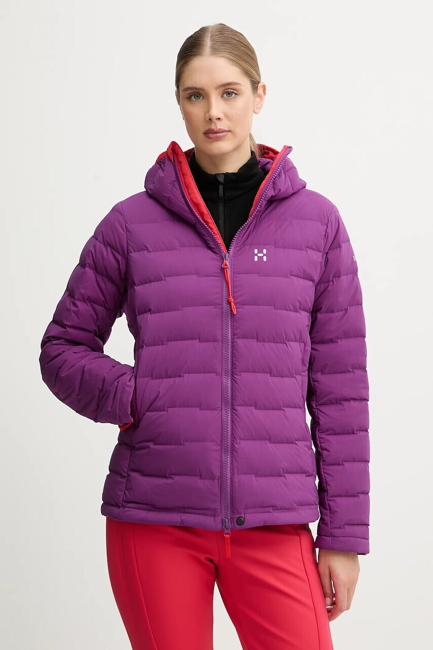 Páperová športová bunda Haglöfs Spitz fialová farba, 607467