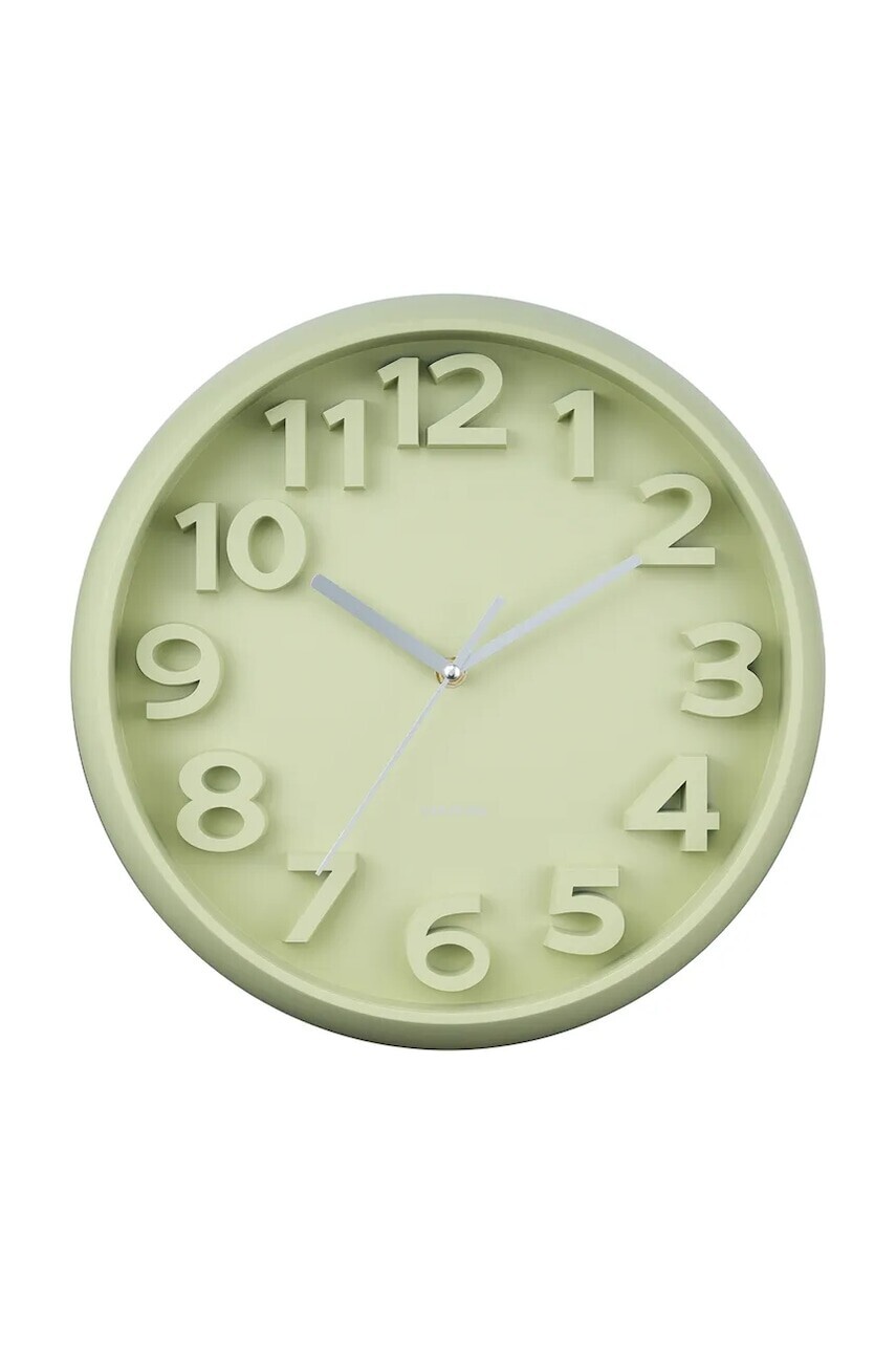 Nástenné hodiny Karlsson Elevated Classic 33,5 cm zelená farba