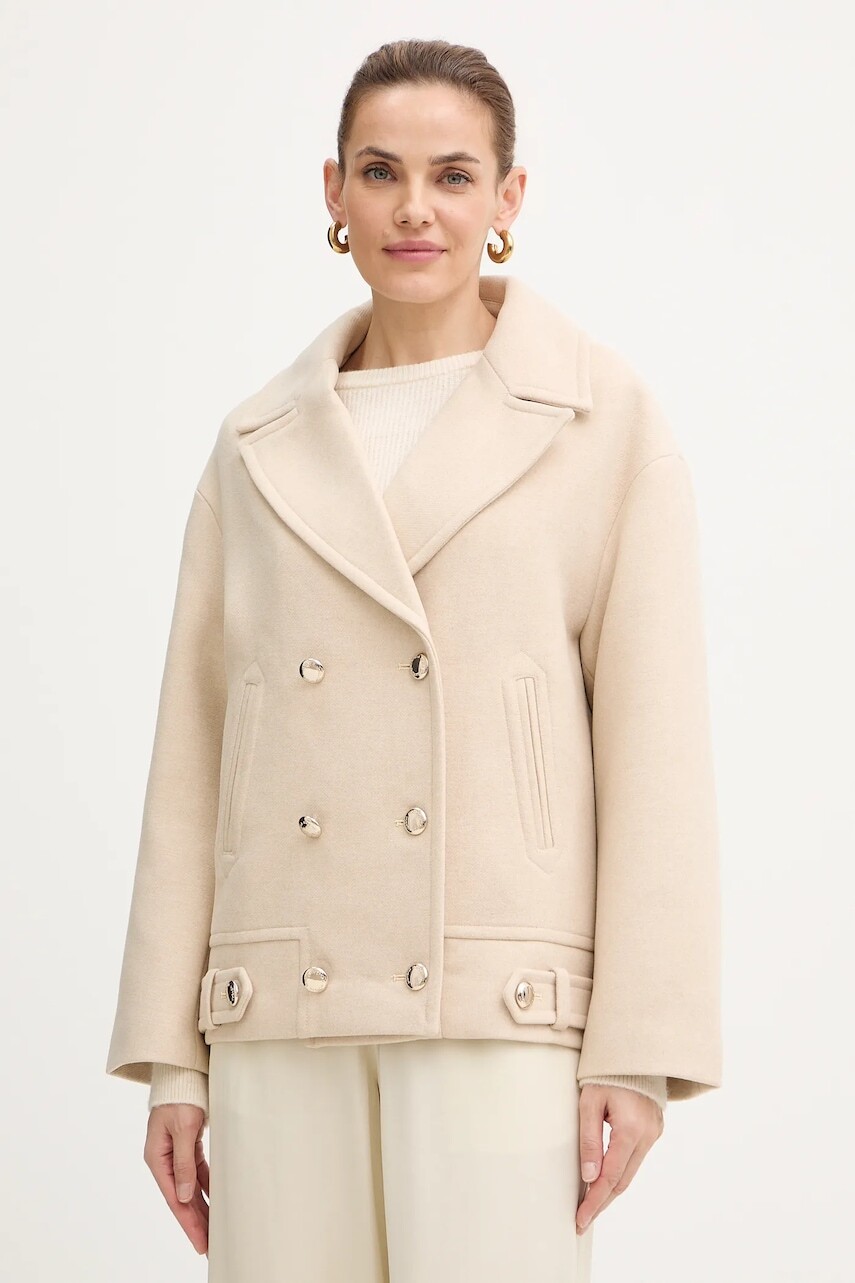 Kabát s prímesou vlny Morgan béžová farba, GMOON