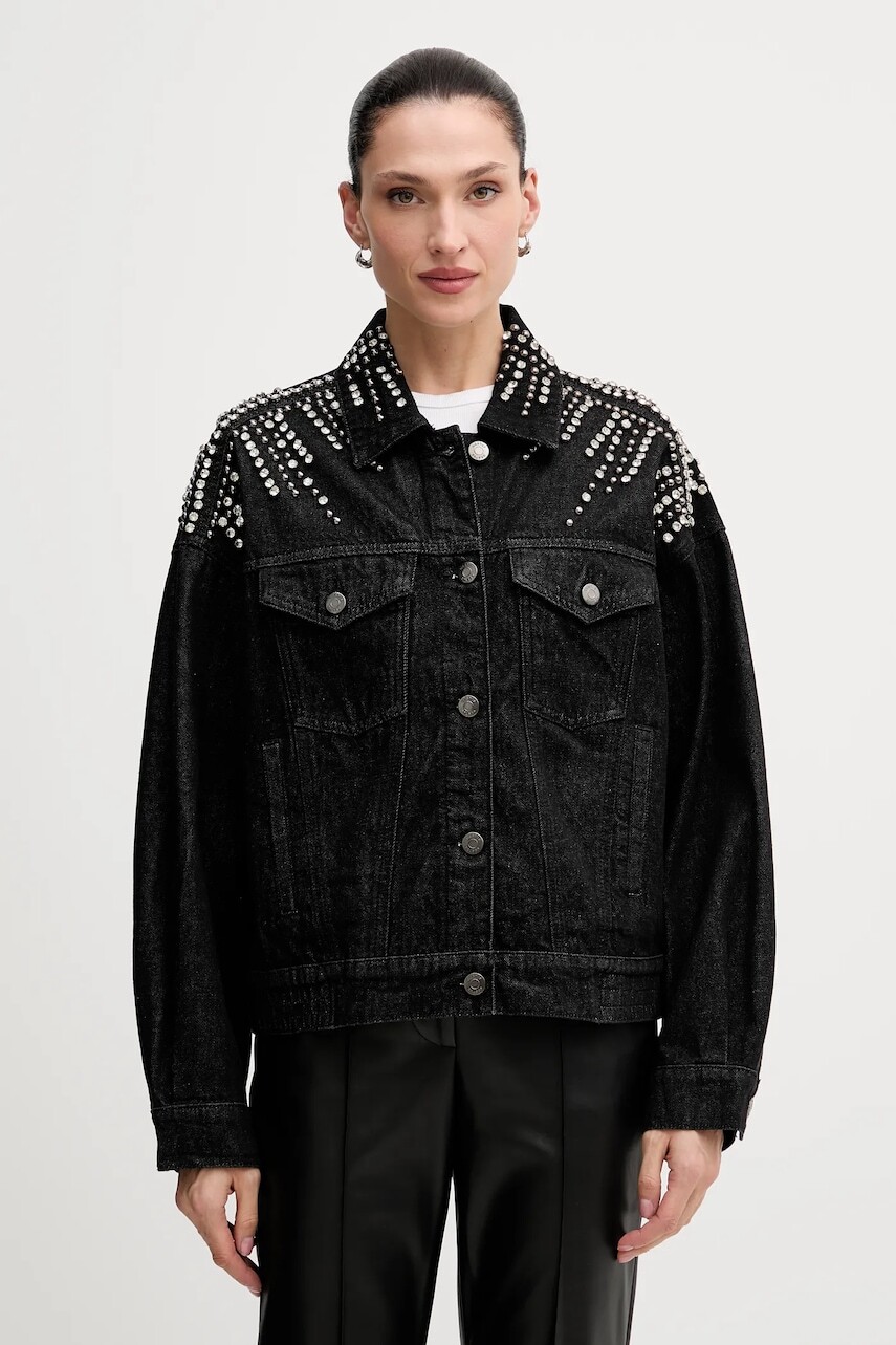 Rifľová bunda Gestuz čierna farba, prechodná, 10910794