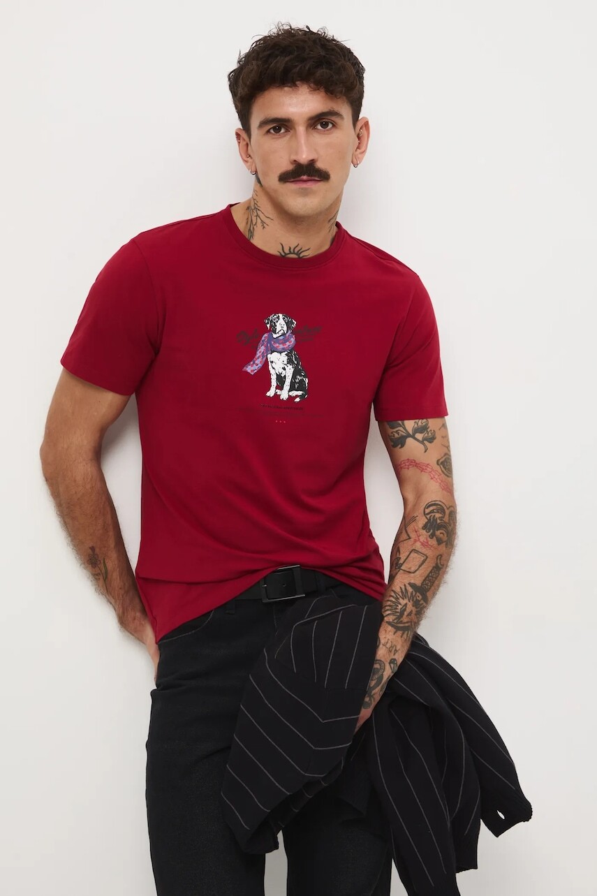 Tričko Medicine pánske, červená farba, s potlačou