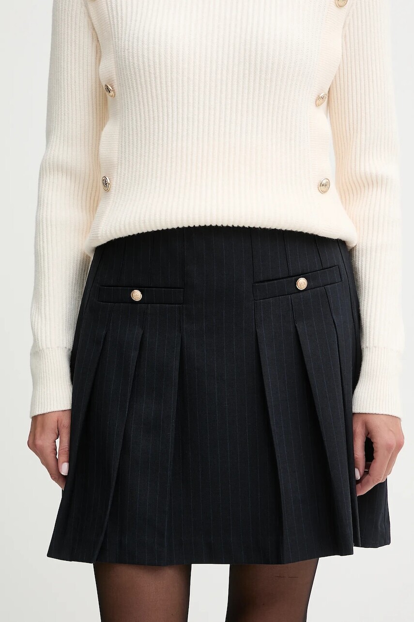 Sukňa Morgan tmavomodrá farba, mini, áčkový strih, JLOUI.F