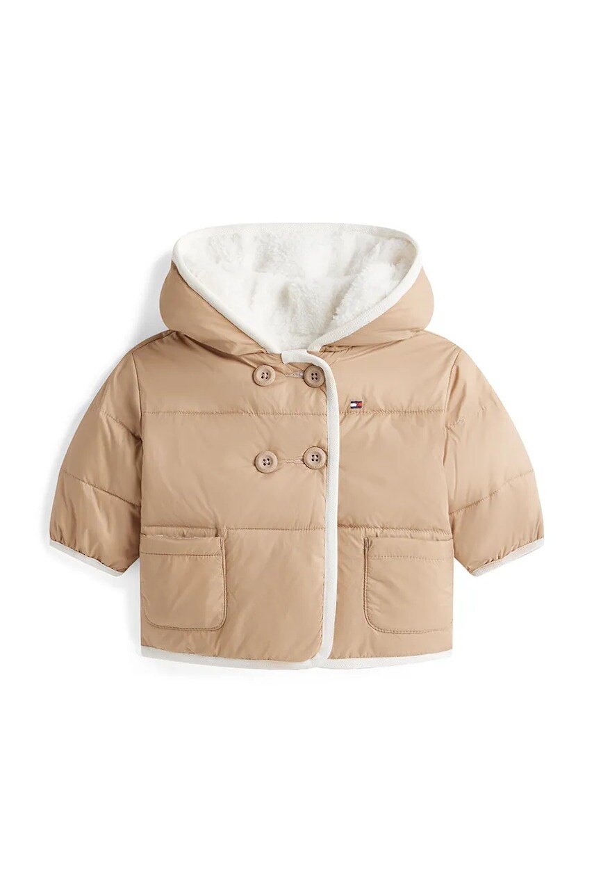 Detská obojstranná bunda Tommy Hilfiger biela farba, KN0KN02064