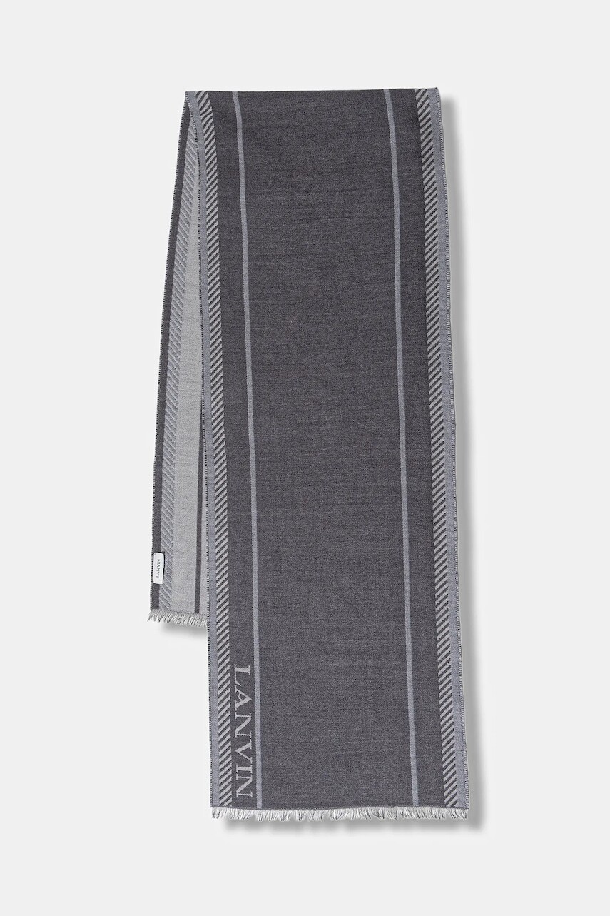 Šál s prímesou vlny Lanvin šedá farba, 710009280