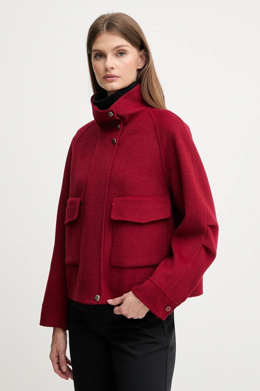 Bunda s prímesou vlny Marc Aurel červená farba, prechodná, 4474-1000-93348