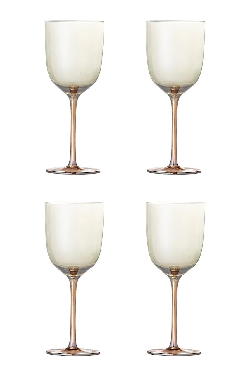 Sada pohárov na víno Bloomingville Aston 350 ml 4-pak hnedá farba