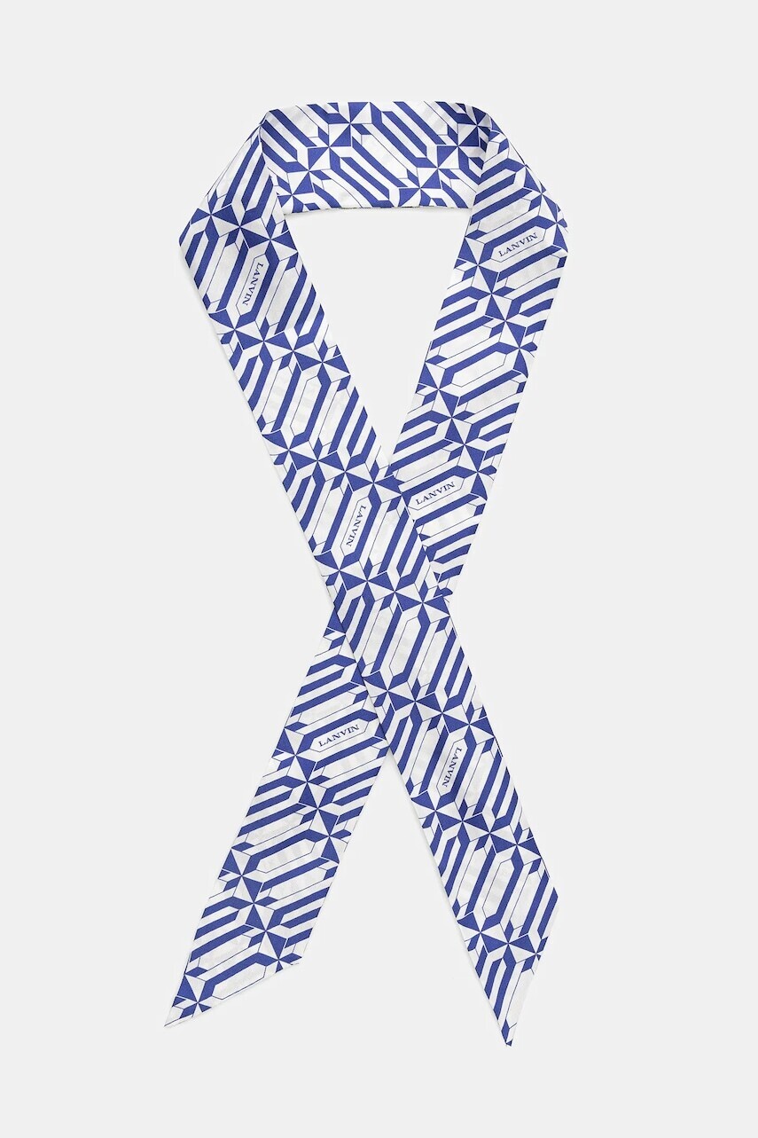 Hodvábna šatka Lanvin modrá farba, vzorovaná, 710004328