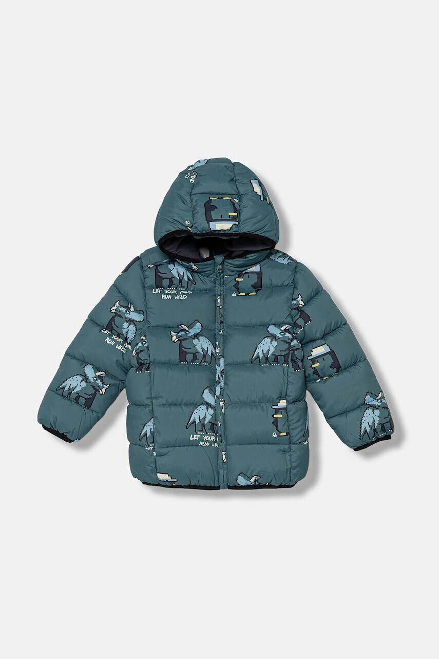 Detská bunda United Colors of Benetton zelená farba, 23ANGN047