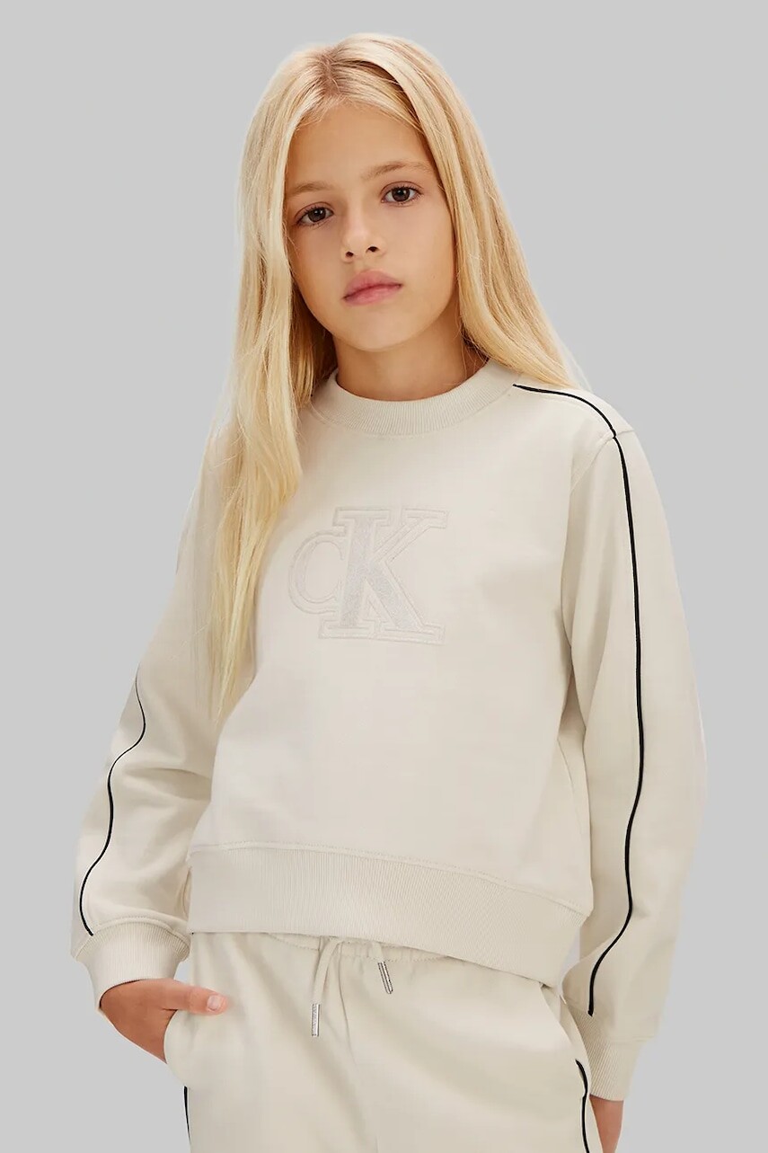 Detská bavlnená tepláková súprava Calvin Klein Jeans béžová farba, IG0IG03071