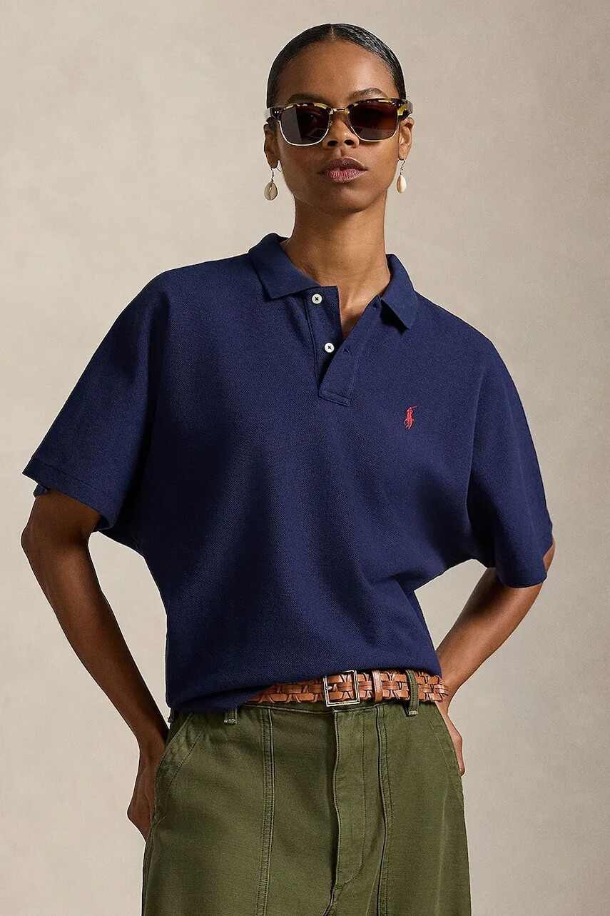 Bavlnené polo tričko Polo Ralph Lauren tmavomodrá farba, 211A96270