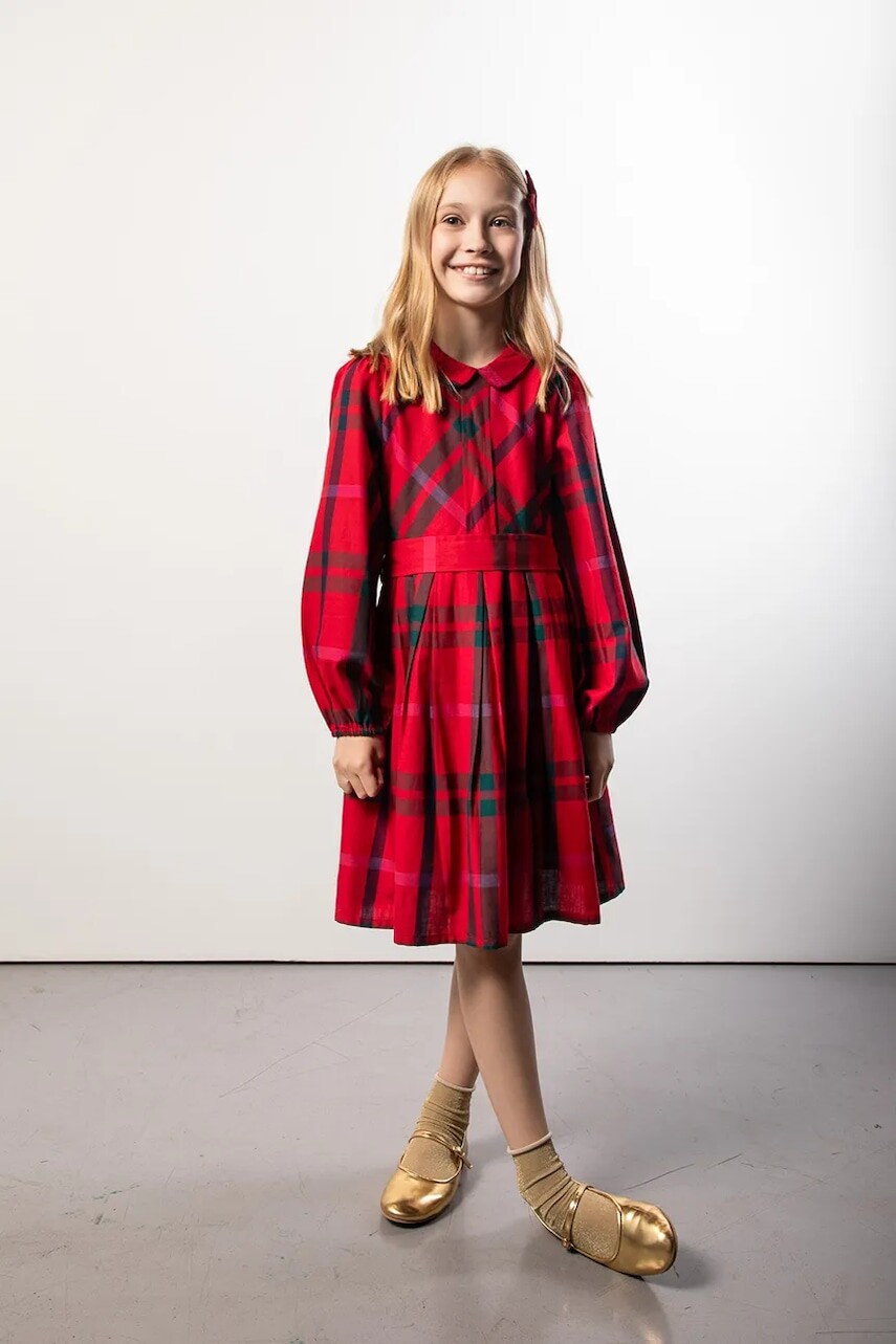 Dievčenské bavlnené šaty Coccodrillo červená farba, mini, áčkový strih, ELEGANT JUNIOR GIRL