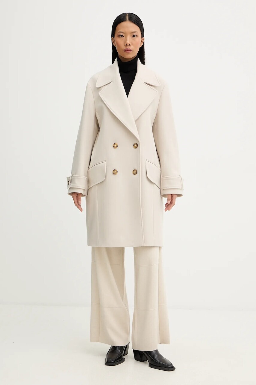 Kabát s prímesou vlny PS Paul Smith béžová farba, W2R-354C-T21059