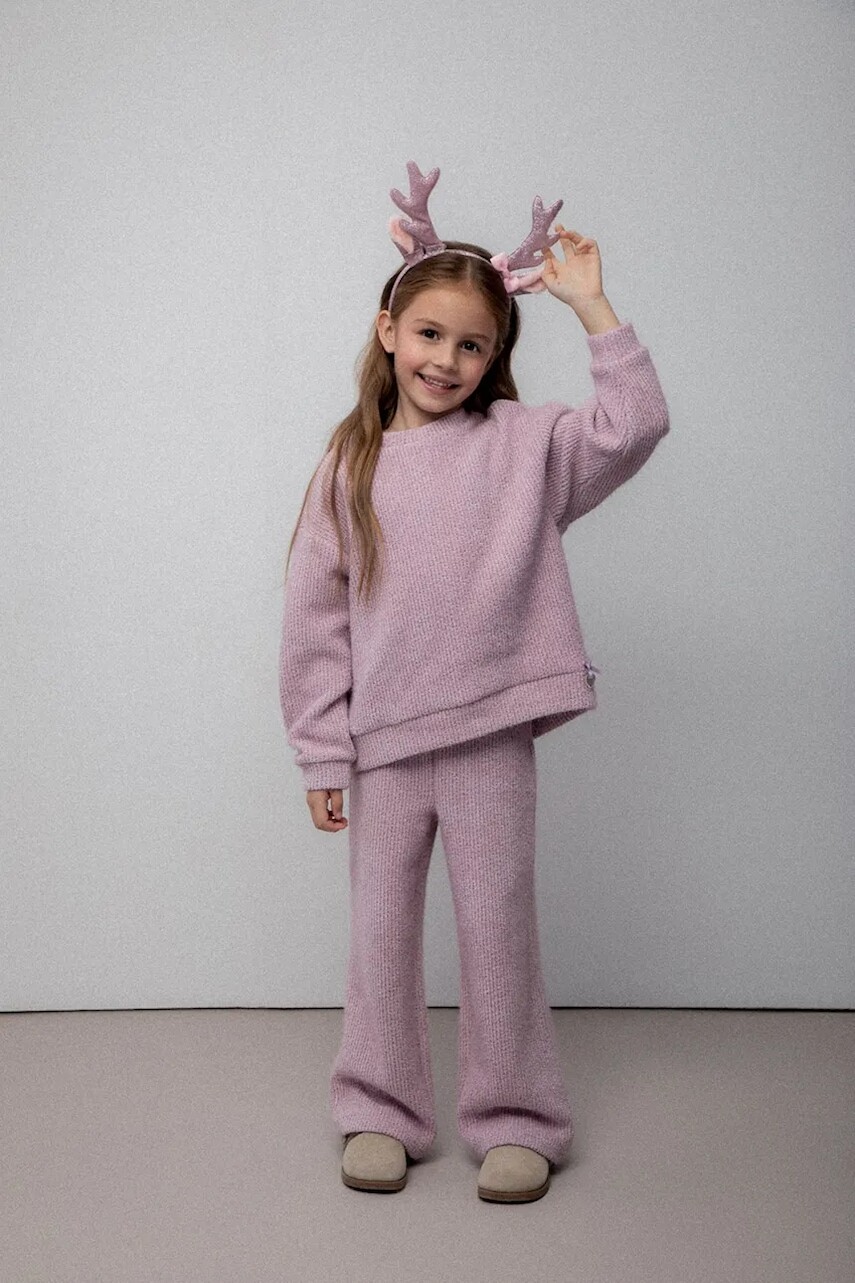 Detské nohavice Coccodrillo fialová farba, jednofarebné, WINTER COSY GRIL KIDS