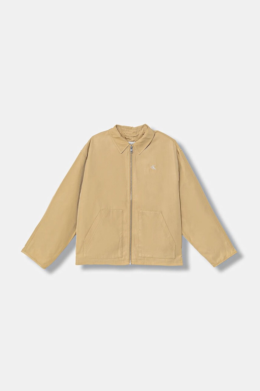 Detská bunda Calvin Klein Jeans béžová farba, IB0IB02628