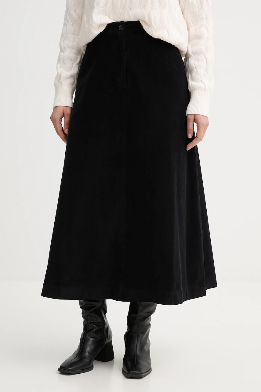 Bavlnená sukňa United Colors of Benetton čierna farba, midi, áčkový strih, 494BD0058