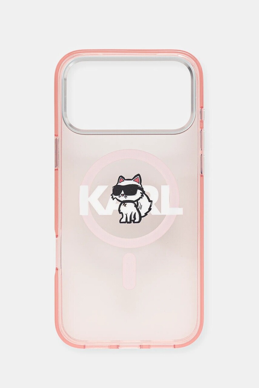 Puzdro na mobil Karl Lagerfeld iPhone 17 Pro Max ružová farba, KLHMP17XHGCHGKBP