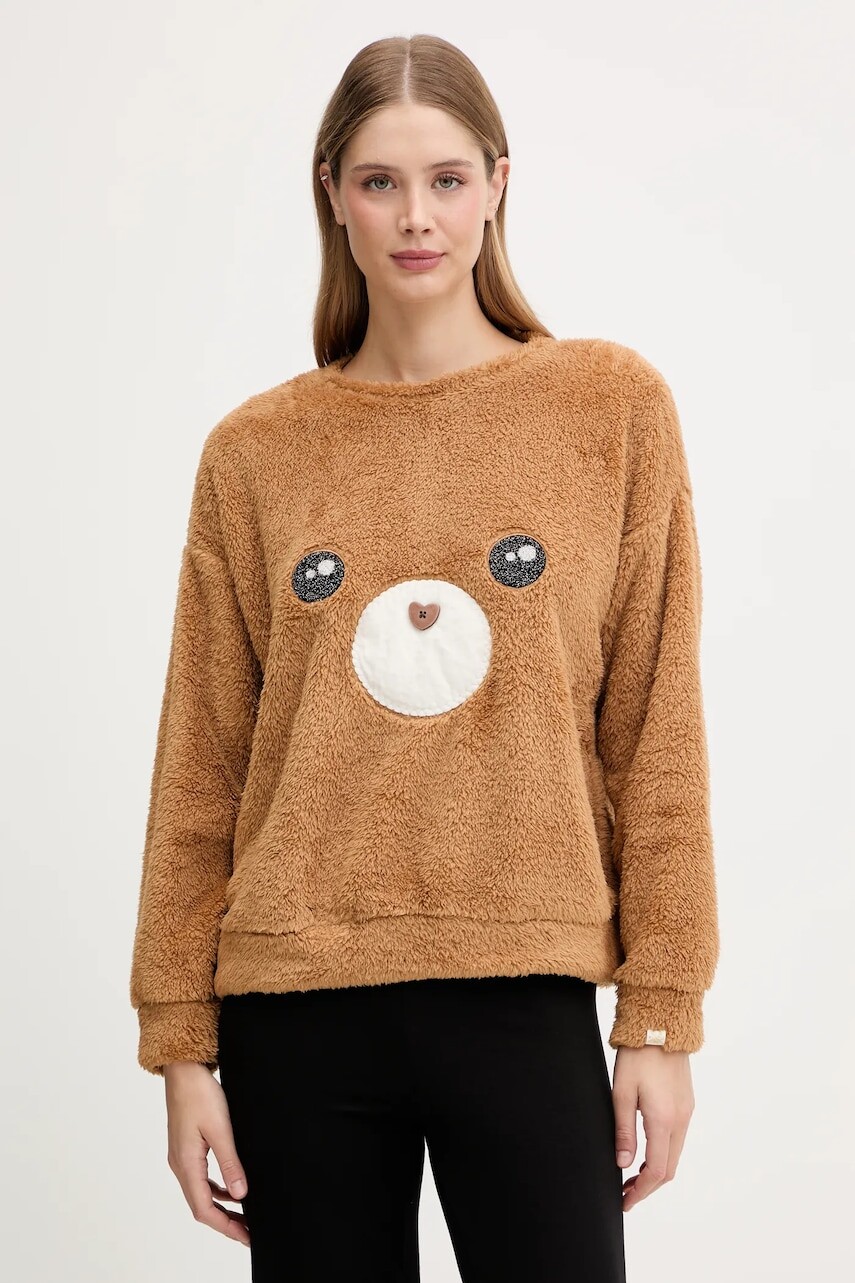 Pyžamová mikina United Colors of Benetton hnedá farba, 3UKC3M07Z