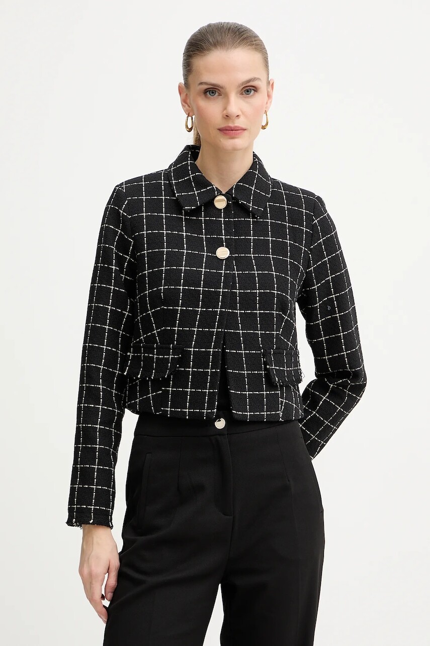 Sako Morgan čierna farba, jednoradové, vzorované, VILMA