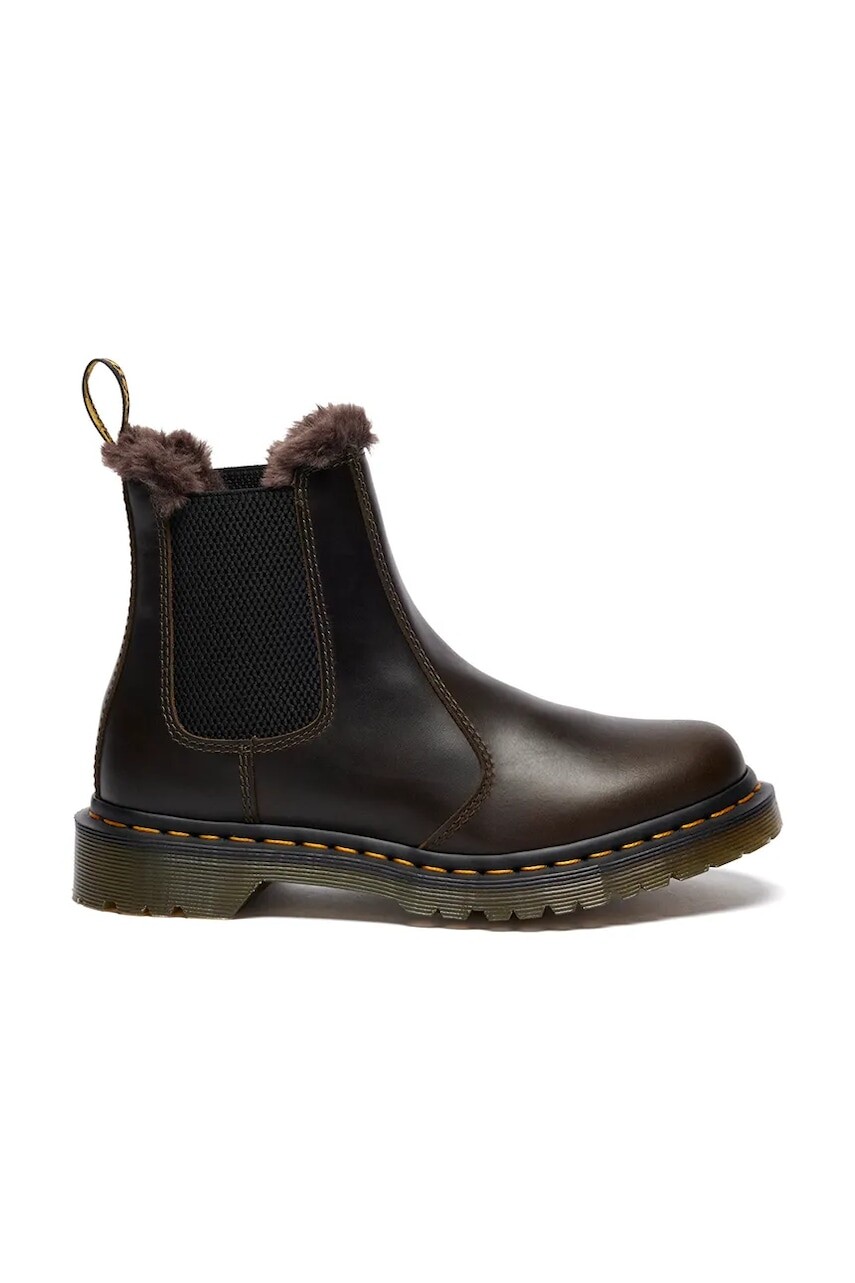 Kožené topánky chelsea Dr. Martens 2976 Leonore hnedá farba, na platforme, jemne zateplené, DM41415020