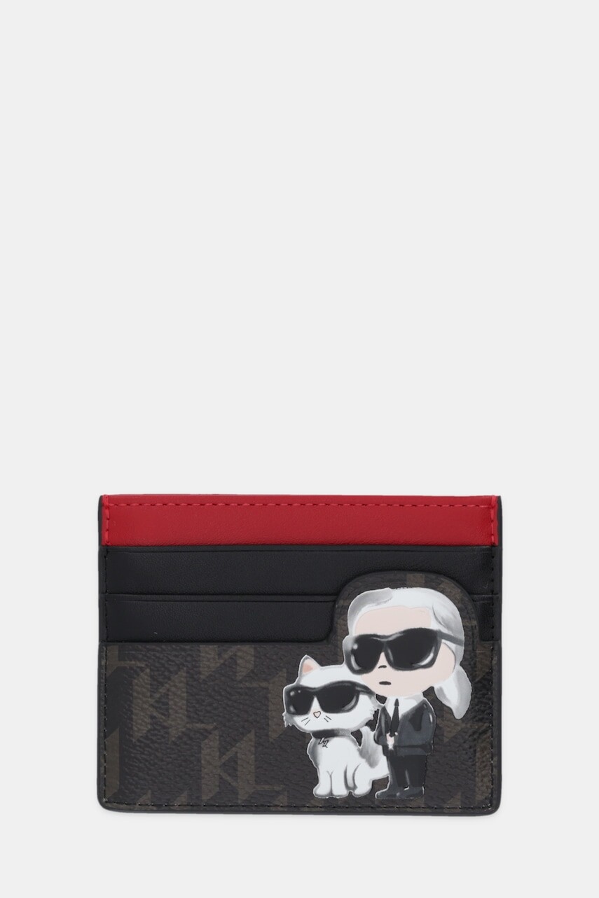 Puzdro na karty Karl Lagerfeld IKON MONOGRAM hnedá farba, B1W32018