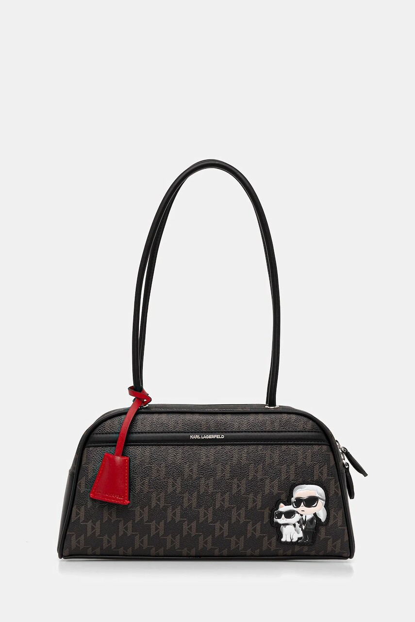 Kabelka Karl Lagerfeld IKON MONOGRAM hnedá farba, B1W30024