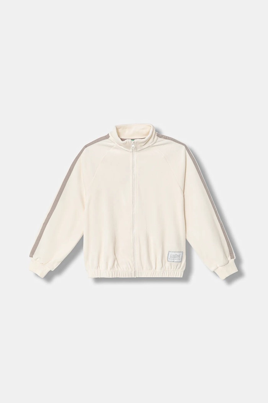 Detská mikina United Colors of Benetton béžová farba, s nášivkou, 3UAPC505Q