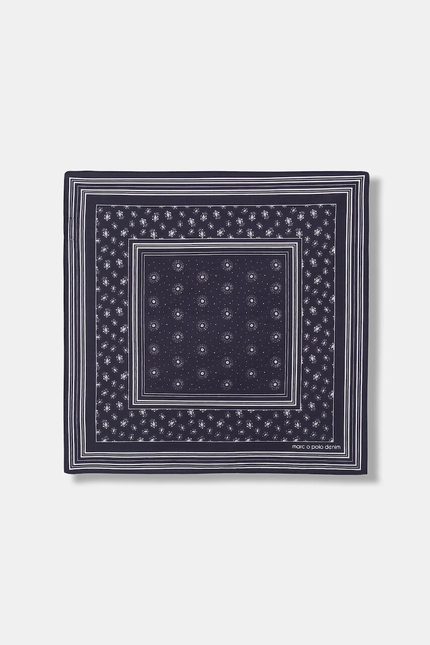 Bavlnená šatka Marc O'Polo tmavomodrá farba, vzorovaná, 5000007570